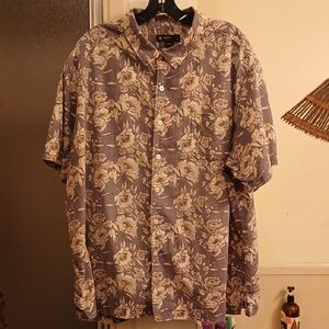 Daniel Cremieux Cream and Brown Casual Button Down Floral Shirt.‎ Mens Sz.XXL
